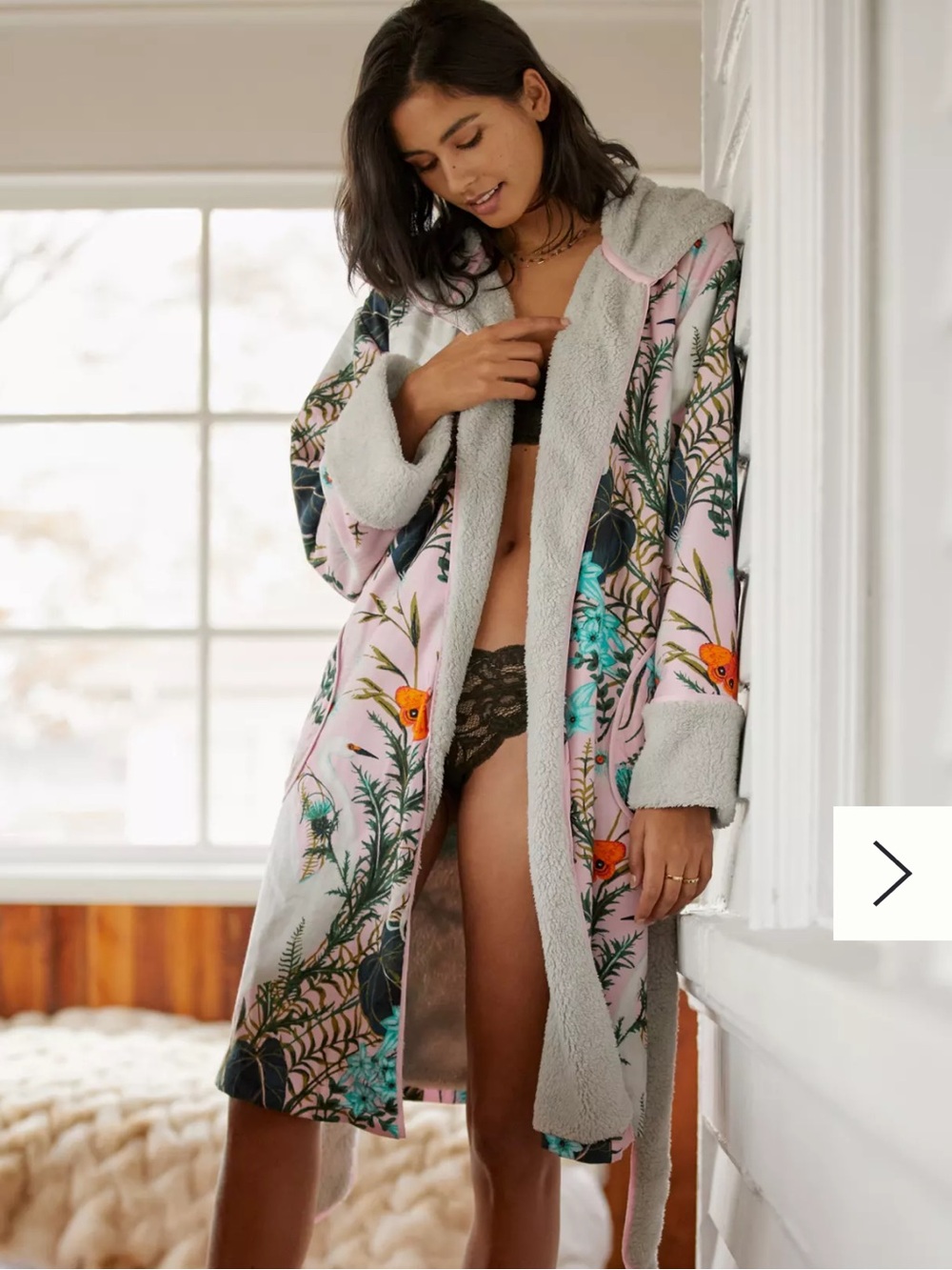 Anthropologie Kelly Louise Judd Wildflower Sherpa-Lined Robe Cozy Sherpa Jacket